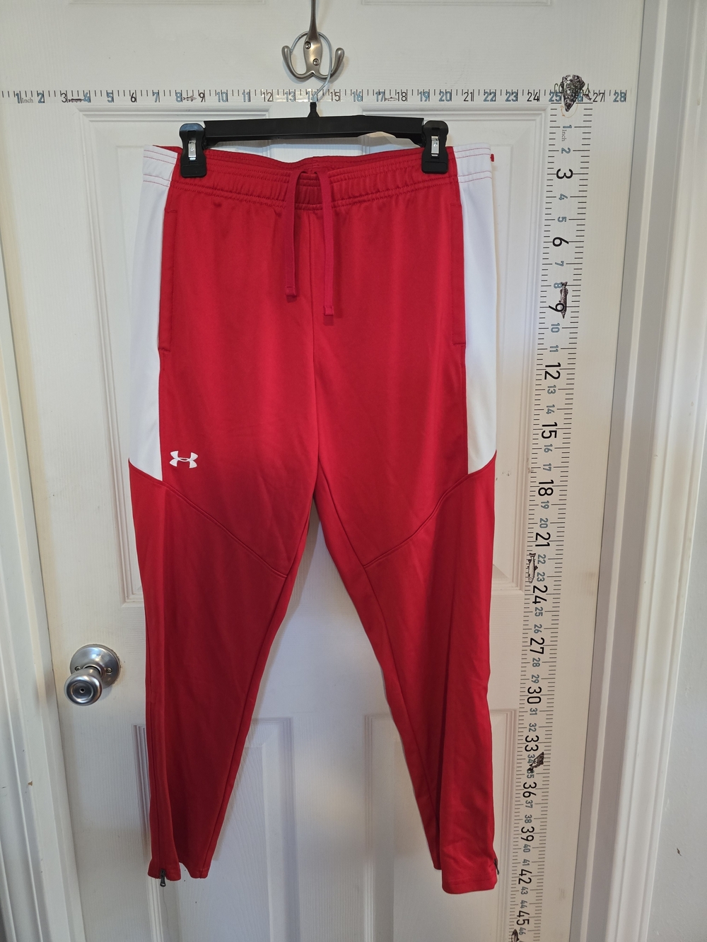 Under Armour Kids Red and White Athletic Track Pants